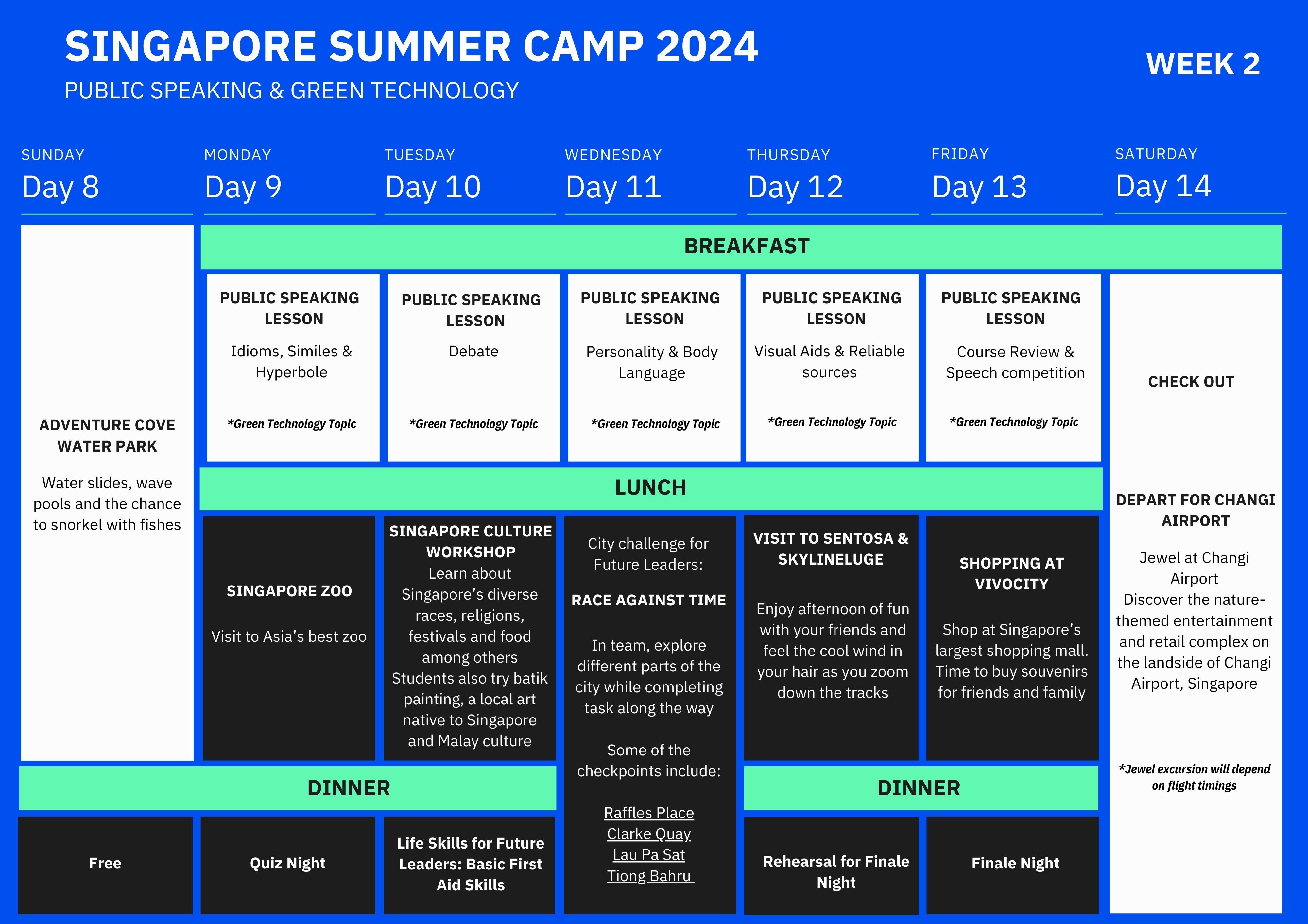 Singapore summer camp schedule - week 2